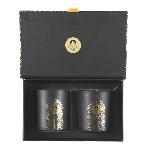 Paris 2024, Cjo6004 - Set Di 2 Candele Profumate Paris 2024 In Cofanetto Art Deco, Prodotto Ufficiale Con Licenza, Profumo: Muschio Bianco, Durata Di 