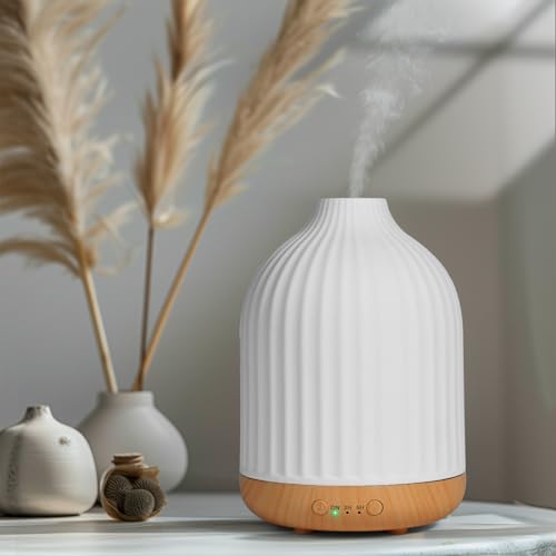 Vankarr 250Ml Diffusore Di Oli Essenziali Ultrasuoni Diffusore Di Aroma, Aromaterapia Elettrico Profumatore Per Ambienti, Casa, Yoga (Bianco 250 Ml)