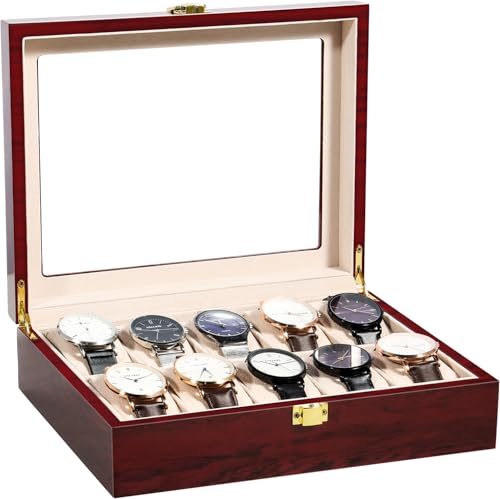Uten 10 Scomparti Per Orologi E Gioielli, In Legno