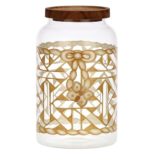 Thun, Biscottiera E Barattolo In Vetro, Tappo In Acacia, Guarnizione In Silicone, Linea Abbracciami, Biscottiera Da Collezione, Idea Regalo Per Natale