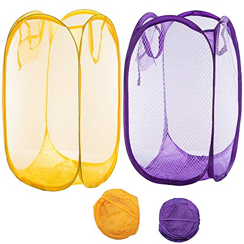 Qtopun, Cesto Portabiancheria Pieghevole In Rete, 2 Pezzi, Portatile, Per La Camera Da Letto, La Camera Dei Bambini, Il Dormitorio Universitario E I V