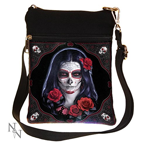 Nemesis Now B2348F6 Sugar Skull James Ryman Borsa A Tracolla 23 Cm, In Poliuretano E Tela, Colore: Nero