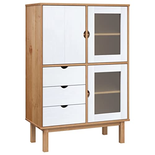 Vidaxl Credenza Otta Marrone E Bianco 85X43X125 Cm In Legno Di Pino