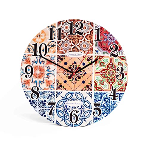 Giardini Di Marzo Orologio Da Parete Moderno O Da Appoggio Design Tiles Maiolica In Ceramica Ø 30 Cm