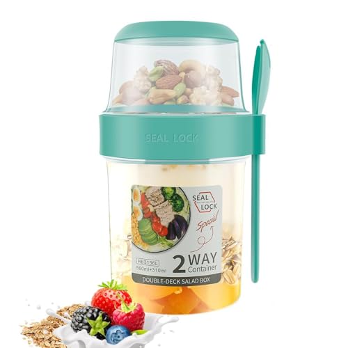 Bicchiere Da Muesli To Go 310 Ml + 560 Ml, Per Yogurt In Viaggio Con Cucchiaio, Tazza Per Cereali, Cornflakes, Doppio Strato, Per Yogurt, Insalata Per