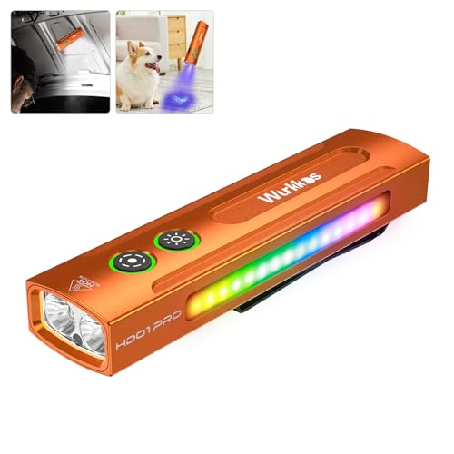 Wurkkos Hd01 Pro Torcia Elettrica Ricaricabile, Torcia Elettrica Edc Con Luce Bianca, Luce Uv 365Nm, Luce Verde, Luce Rgb, Torcia Elettrica Piatta Da