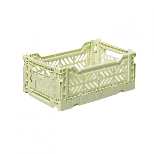 Ay-Kasa Cassetta Pieghevole, Stabile In Plastica, Impilabile, Crema Lime, Mini (27 X 17 X 11 Cm)