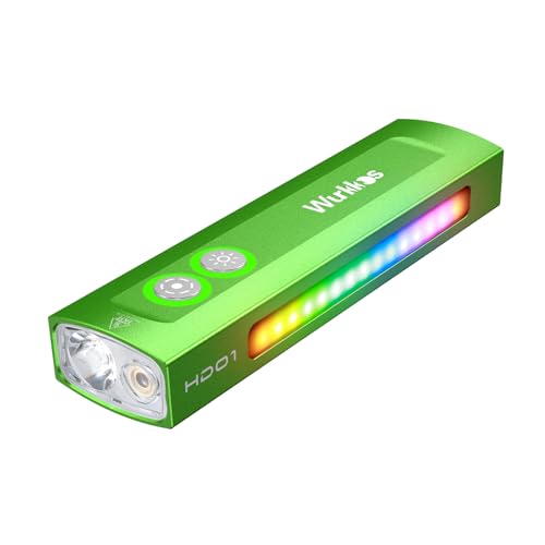 Wurkkos Hd01 Torcia, Torce Ricaricabili A Fascio Verde, Led Bianco Combinato Con Luce Rgb Laterale, Torcia Portatile Da 1200 Lumen, Con Tripla Fonte D