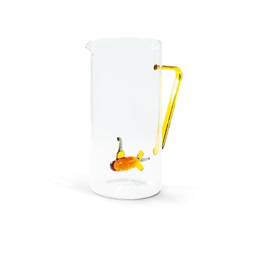 Caraffa Yellow Submarine Caraffa In Vetro Borosilicato Con Decoro “Sottomarino- Yellow Submarine” In Vetro Colorato All’Interno. Capacità: 1.2 L. Misu