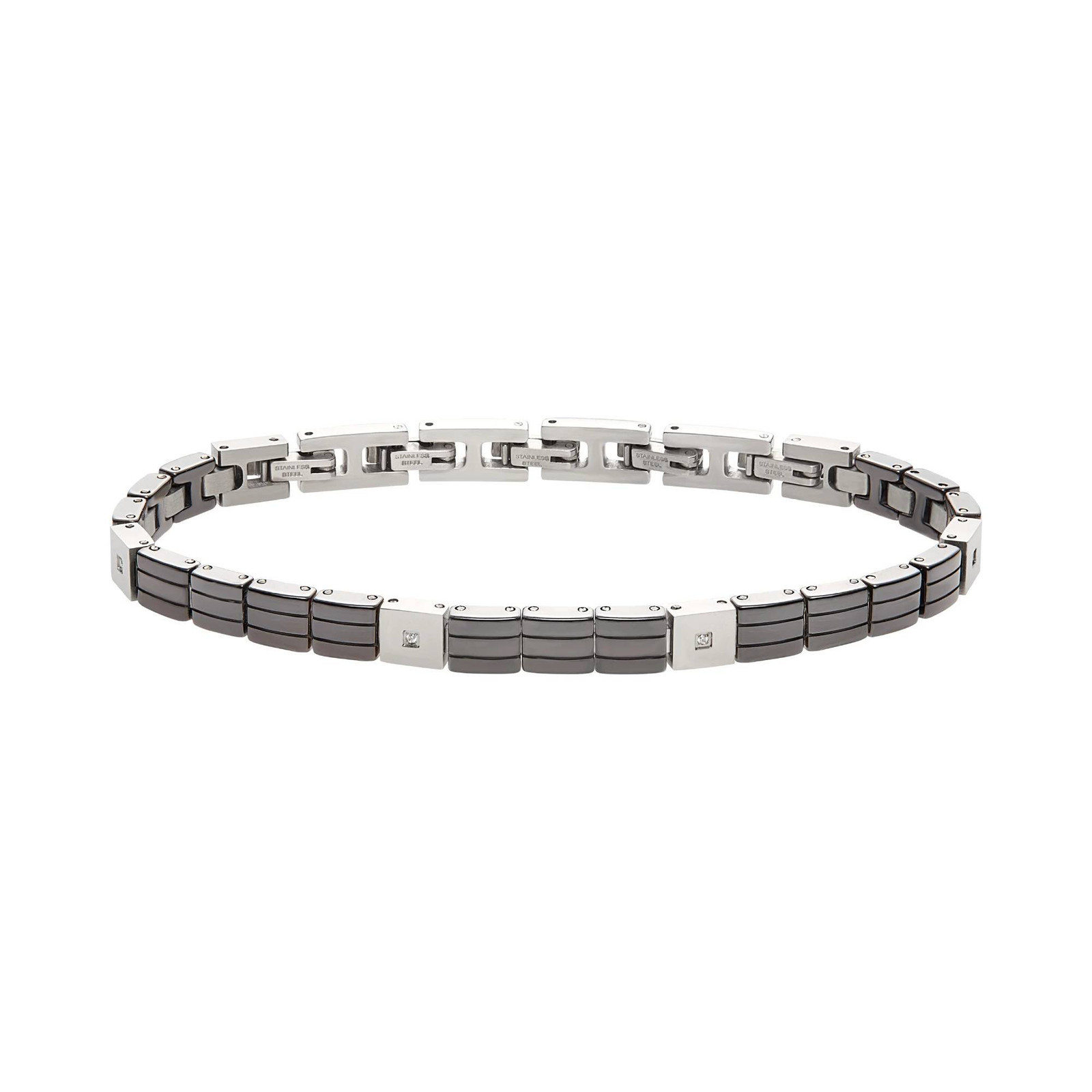 Bracciale Breil Ceramic Brick TJ3270 Bracelet Uomo Nero Acciaio zirconi