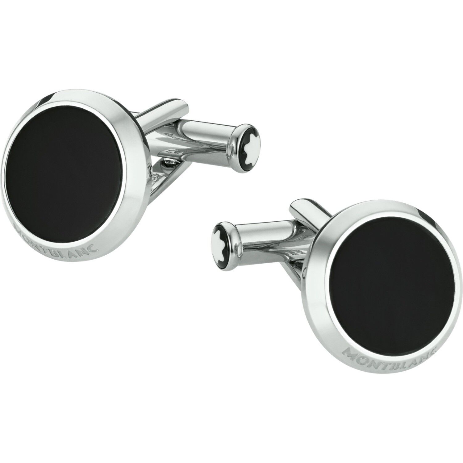 Montblanc Meisterstück Gemelli Polsini 112896 Acciaio uomo cufflink neri nuovi
