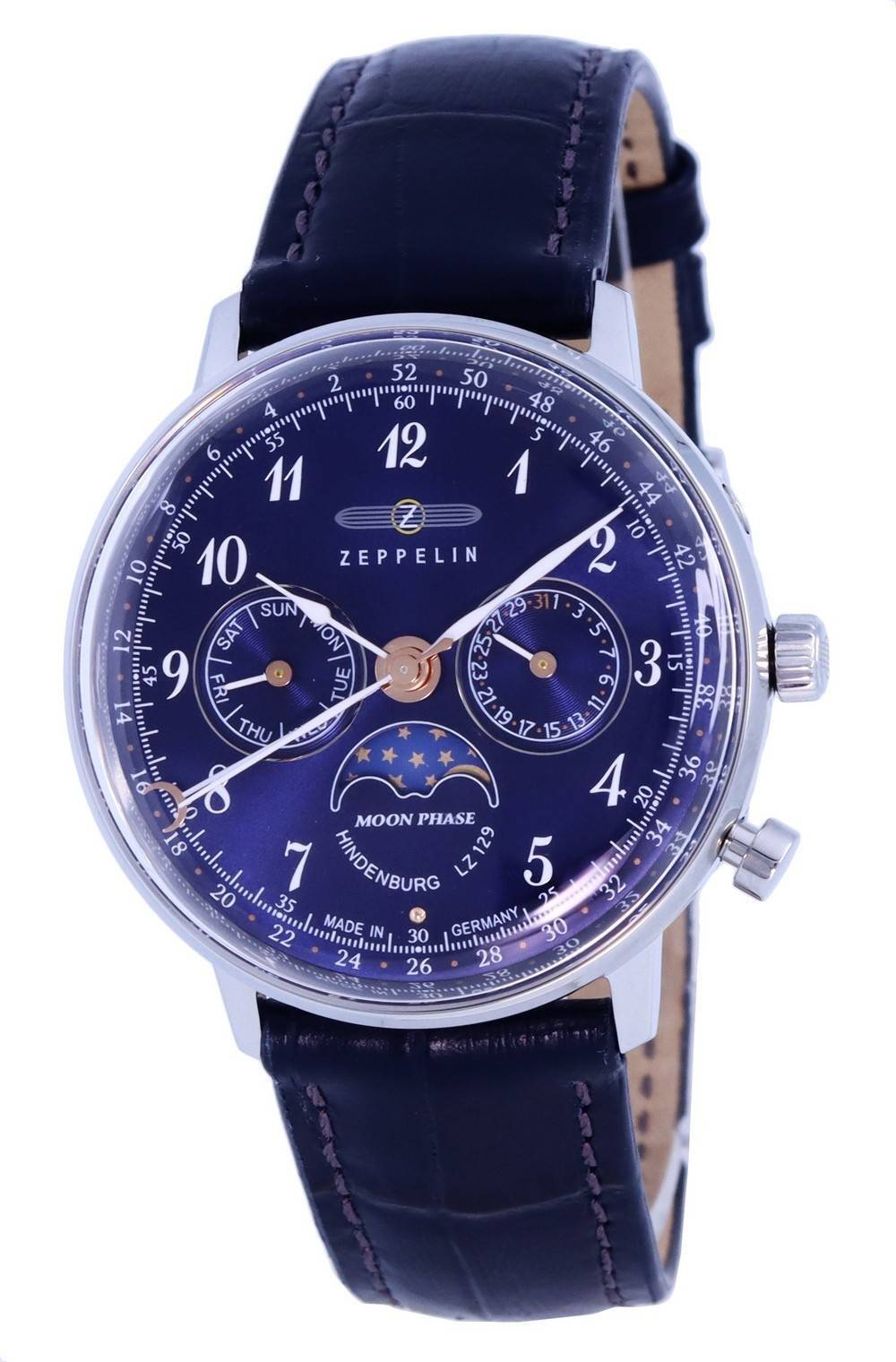 Zeppelin LZ129 Hindenburg Moonphase Blue Dial Quartz 70373 Womens Watch