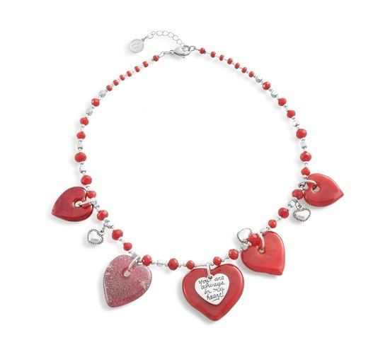 COLLANA GIROCOLLO ANTICA MURRINA CON PENDENTI E PIETRE ROSSE