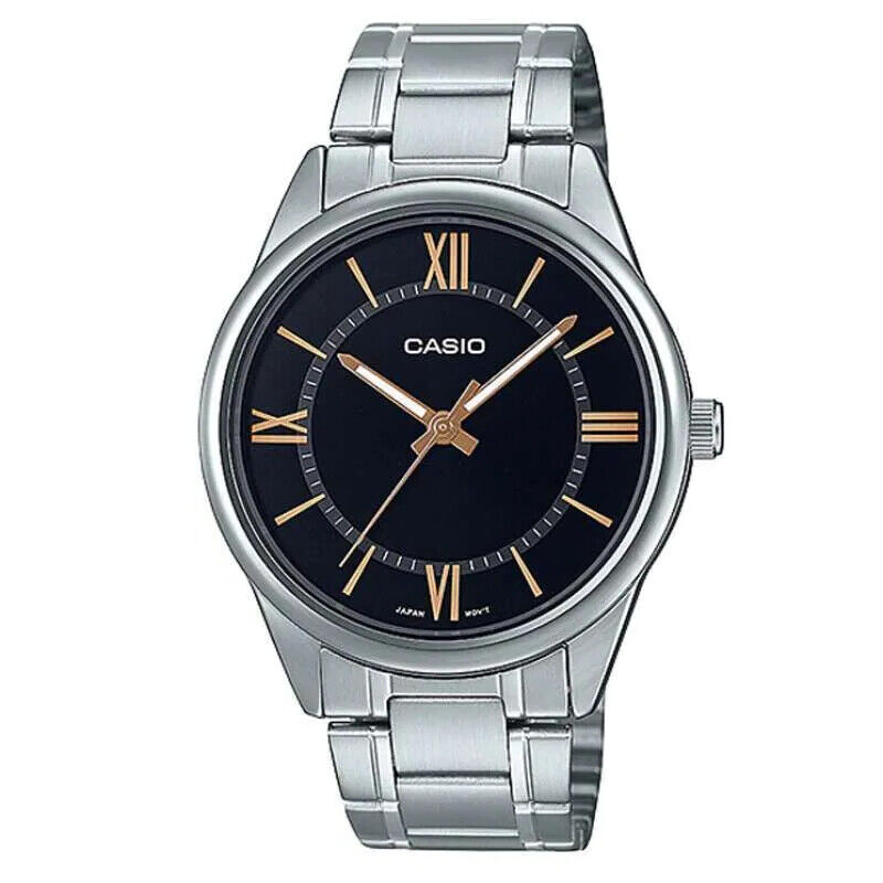 CASIO MTP-V005D-1B5UDF OROLOGIO UOMO ACCIAIO NERO 40mm NUMERI ROMANI SOTTOCOSTO