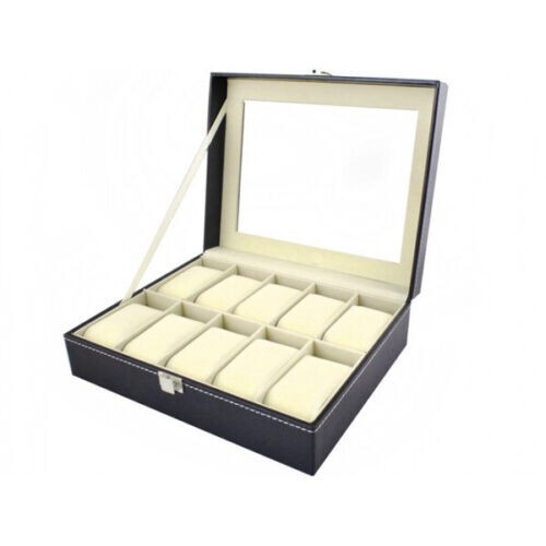 Scatola porta 10 Orologi Custodia Valigetta Bracciali Box Portagioie Espositore