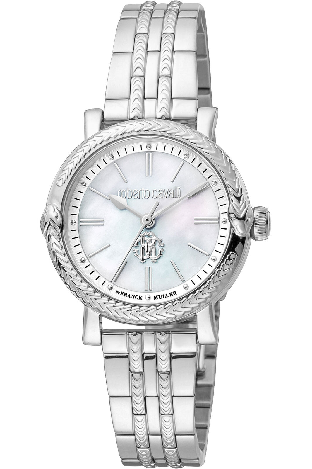 Orologio Roberto Cavalli by FM RV1L193M0041 da Donna Bianco Antico in Acciaio