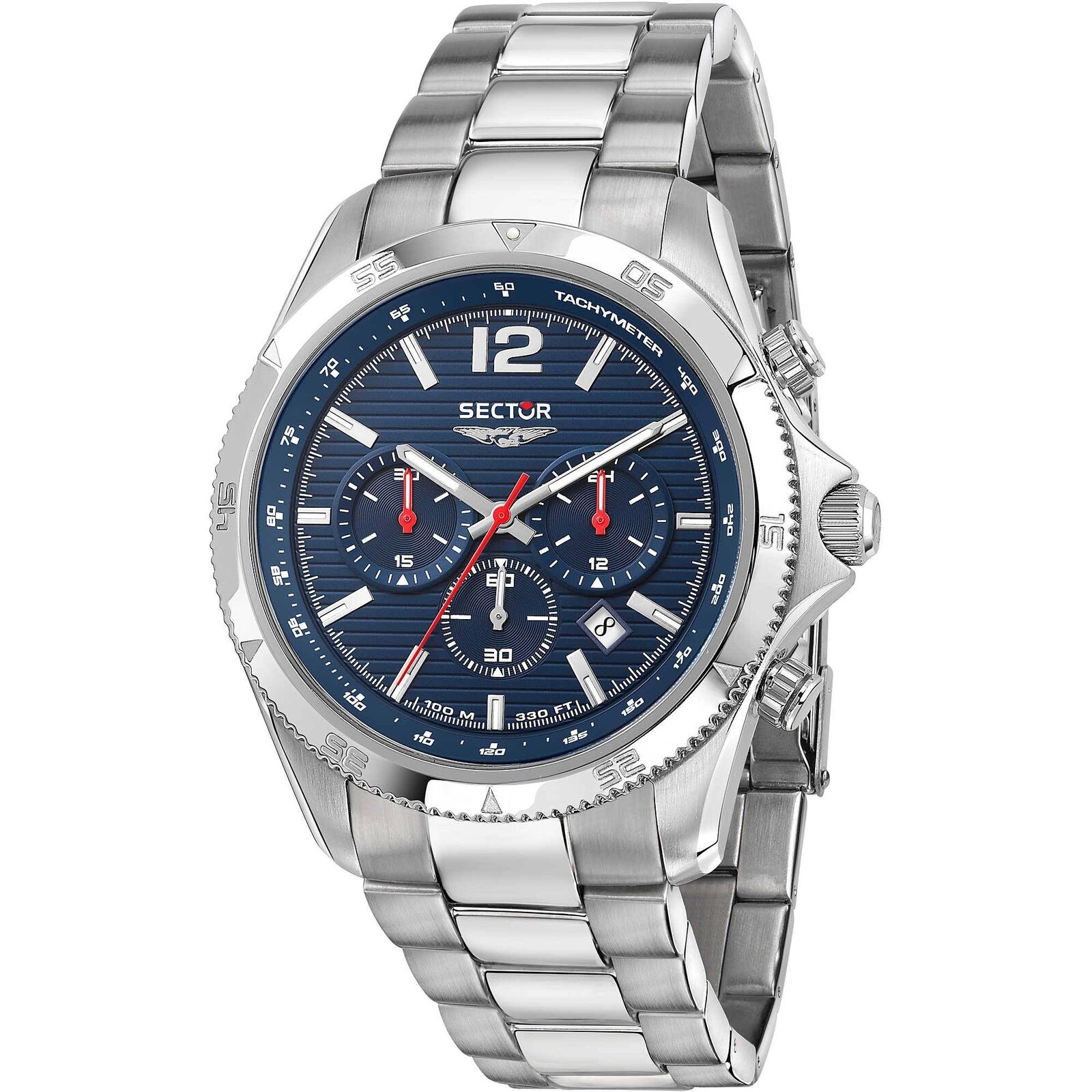 Orologio Sector 650 R3273631003 Watch Acciaio Cronografo Blu Uomo 45 mm Nuovo