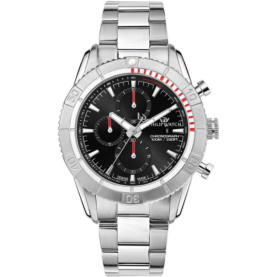 Orologio Philip Watch Uomo Champion R8271615003 Cronografo Acciaio Nero + Data