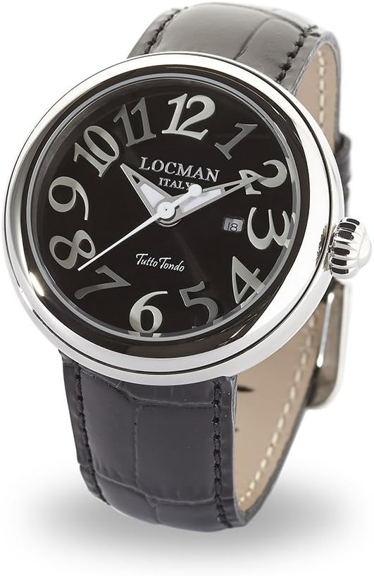 OROLOGIO LOCMAN UNISEX TUTTO TONDO ACCIAIO E PELLE 40MM - NERO 0360V05-00BKGY0PK