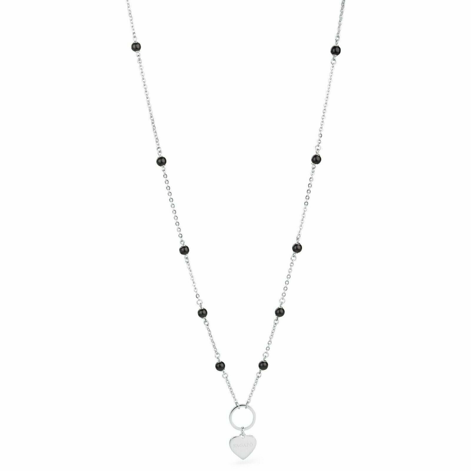 SAGAPO COLLANA LUNGA DONNA IN ACCIAIO E ONICE Sagapò SHAC8 S'agapo