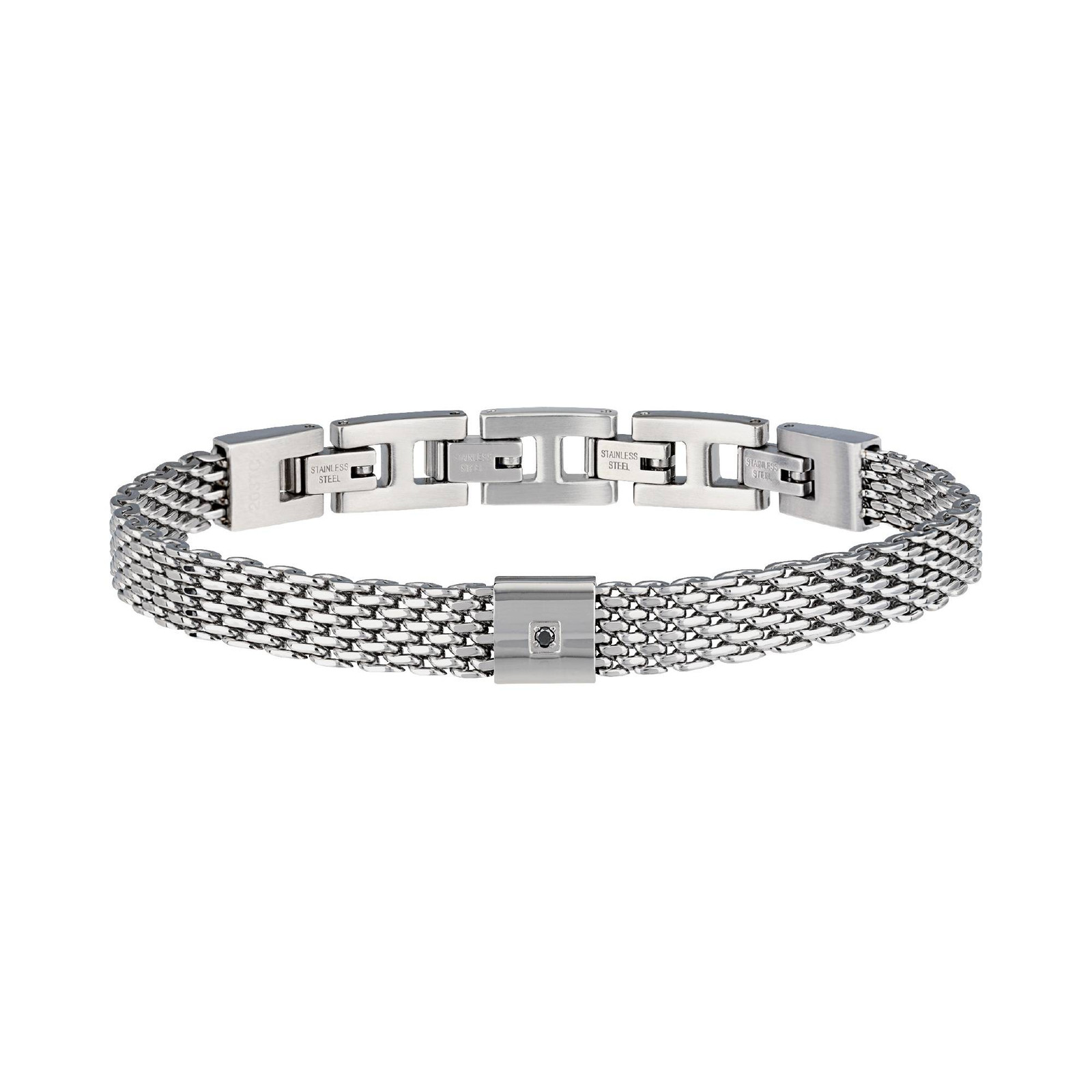 Bracciale Breil Black Diamond TJ2954 Bracelet Uomo Maglia Milanese Nero Diamante