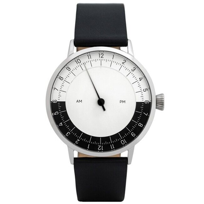 Svalbard NOONDAY Single Hand 24H Swiss Quarzo Acciaio Pelle Nero Orologio Uomo