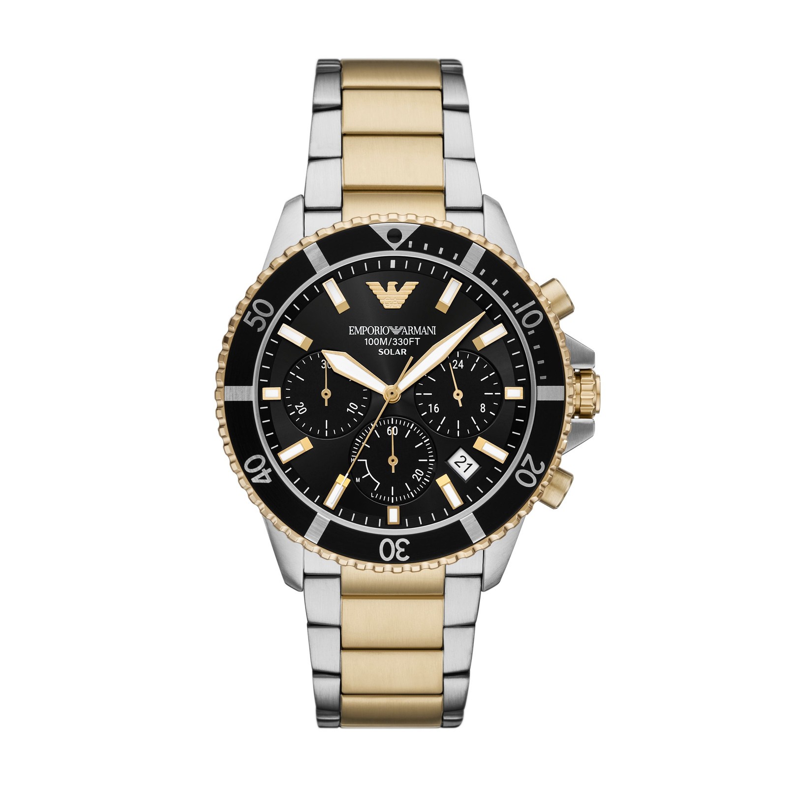 Orologio Solare Uomo EMPORIO ARMANI WORLD EXPLORER AR11680 Chrono Gold Nero