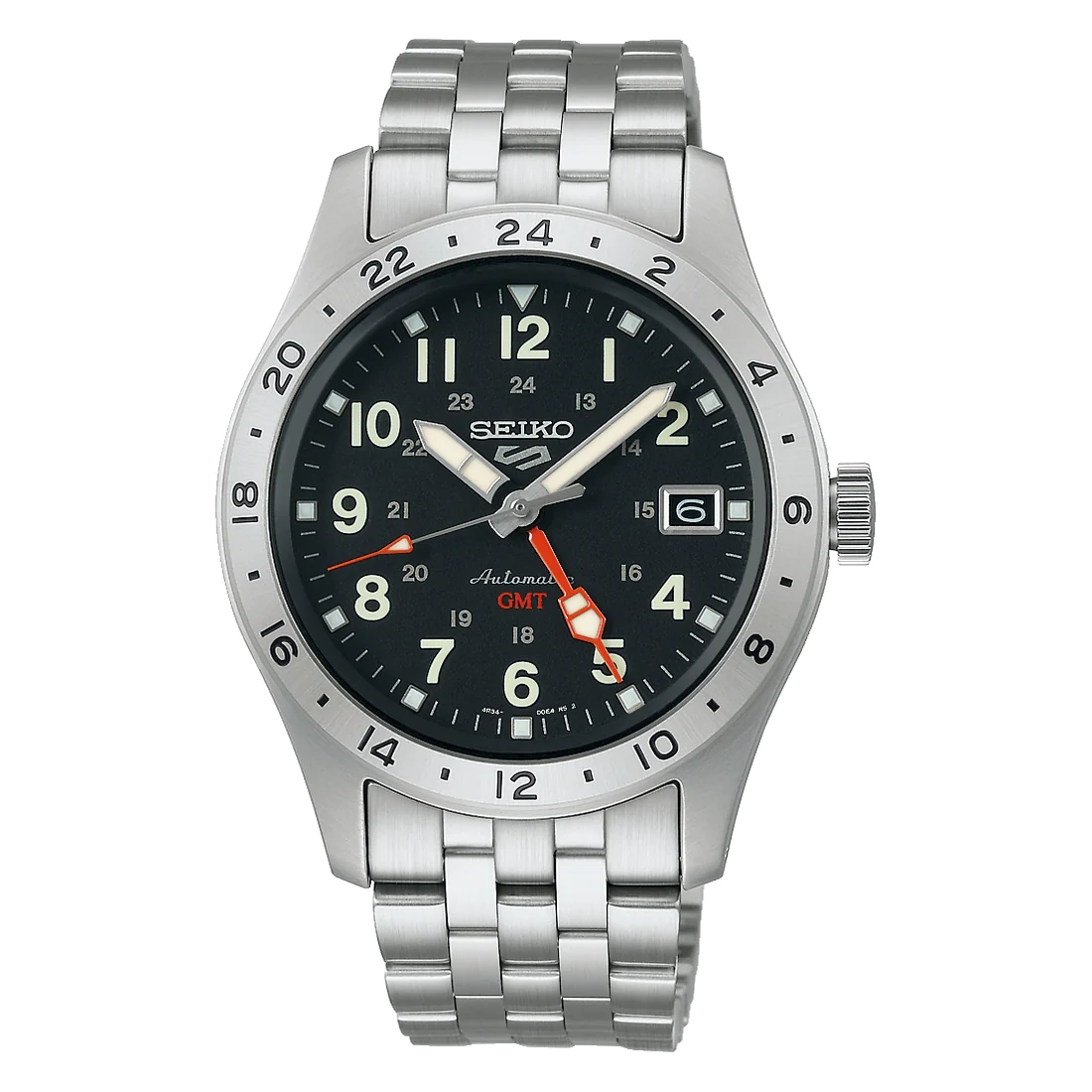 Orologio Seiko 5 sports SSK023K1 GMT ghiera acciaio quadrante nero