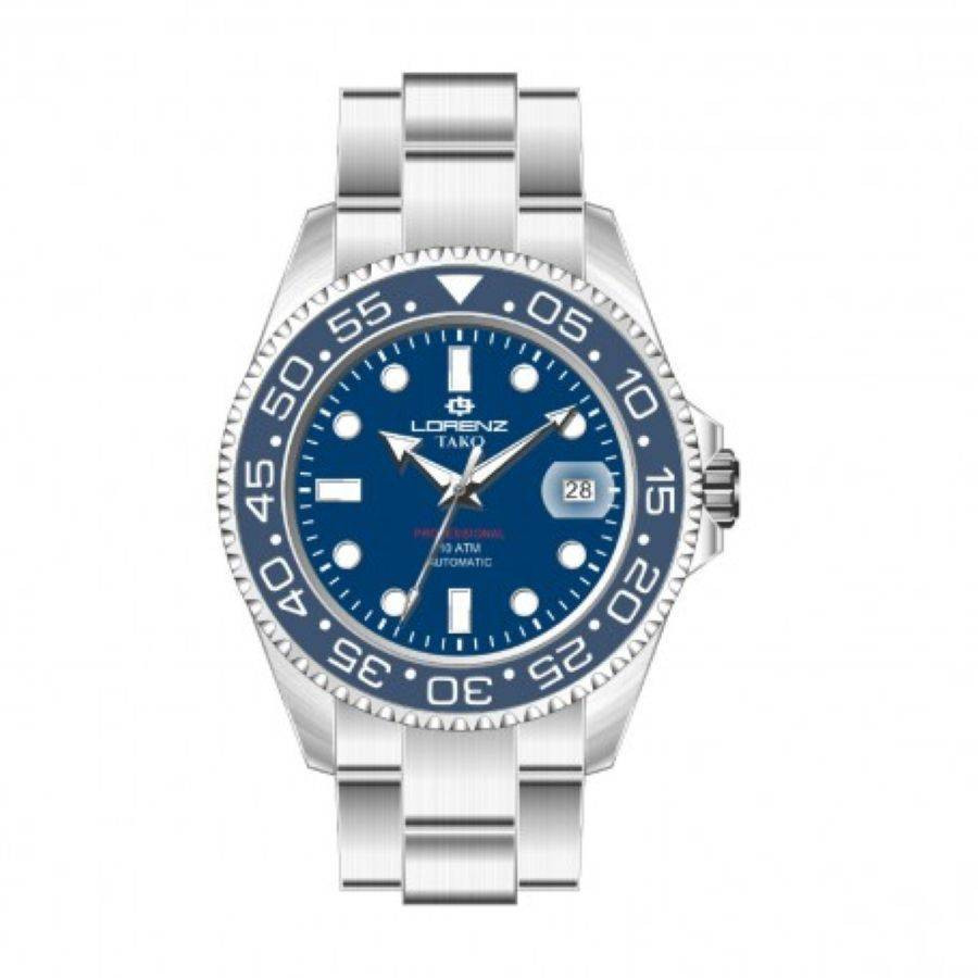 Orologio Lorenz Tako Blu 030254MM Watch Automatico Acciaio Diver Uomo 43m Nuovo