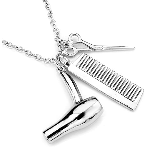Collana con ciondolo asciugacapelli forbici pettine PARRUCCHIERI BARBIERI  ET107