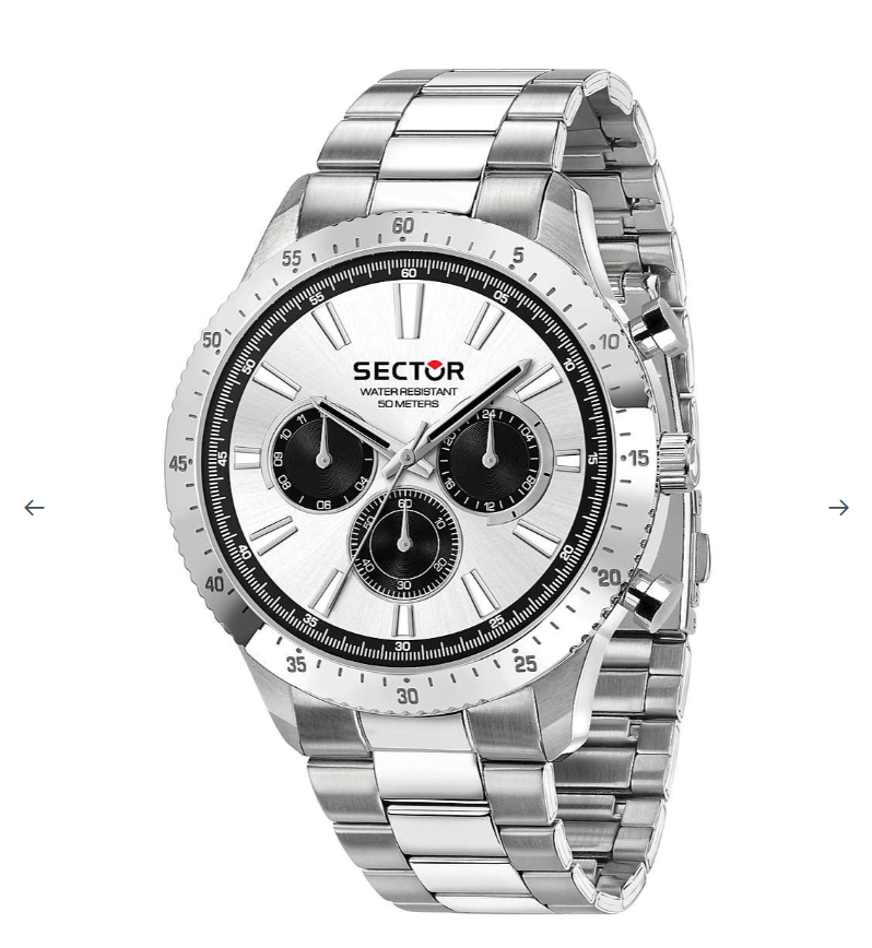 Orologio Uomo Sector Quadrante Cinturino Argentato Cronografo _R3253578027