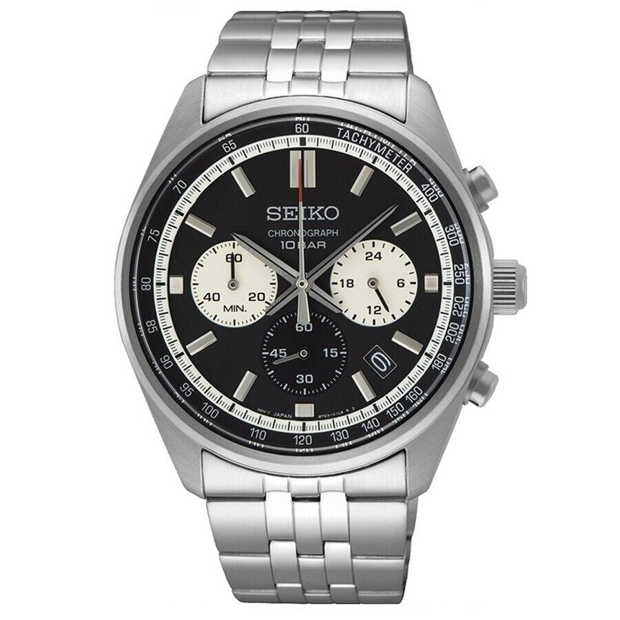 SEIKO Sport Chrono SSB429P1 Panda Dial Orologio Quarzo 100M Bracciale Acciaio