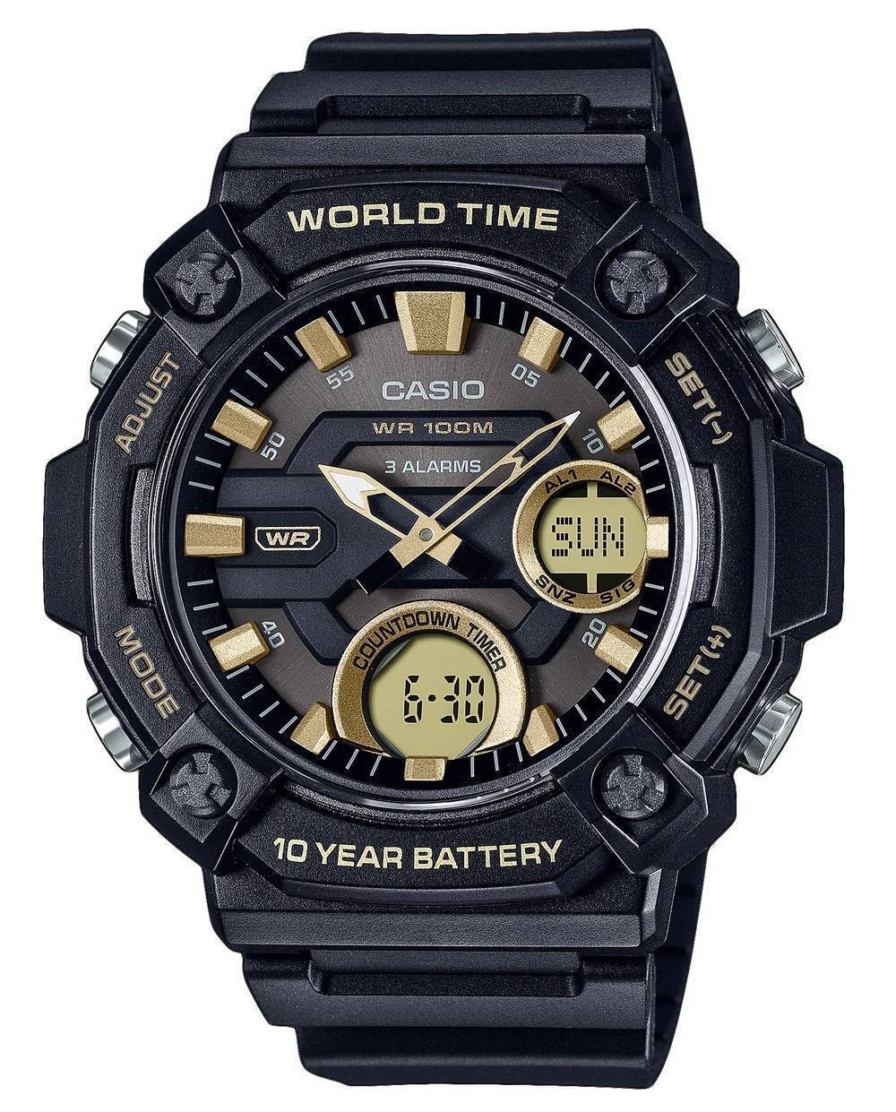 Casio Youth Analog Digital Resin Black Dial Quartz AEQ-120W-9AV 100M Men's Watch