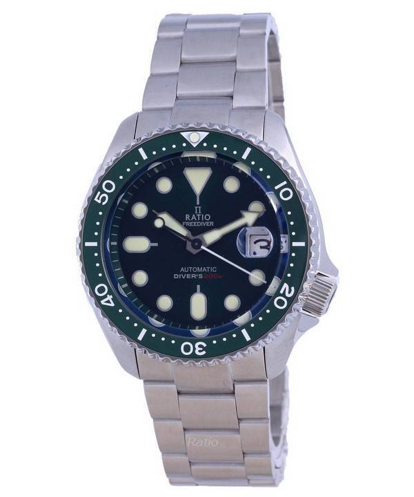 RATIO FreeDiver Quadrante Verde Acciaio Inossidabile RTB205 200M Orologio Uomo