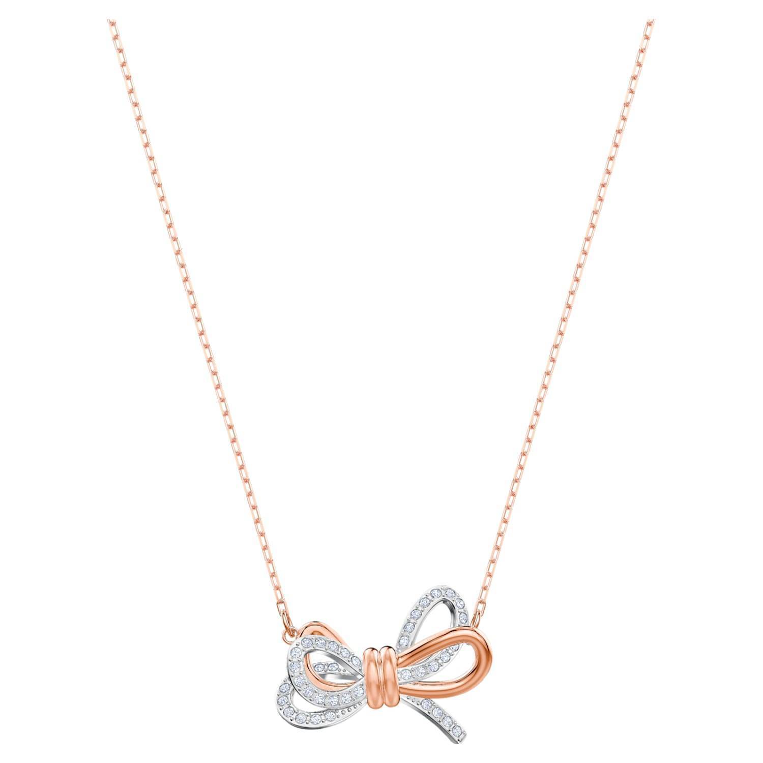Collana Swarovski Lifelong Bow 5440636 necklace Fiocco Cristalli Oro rosa