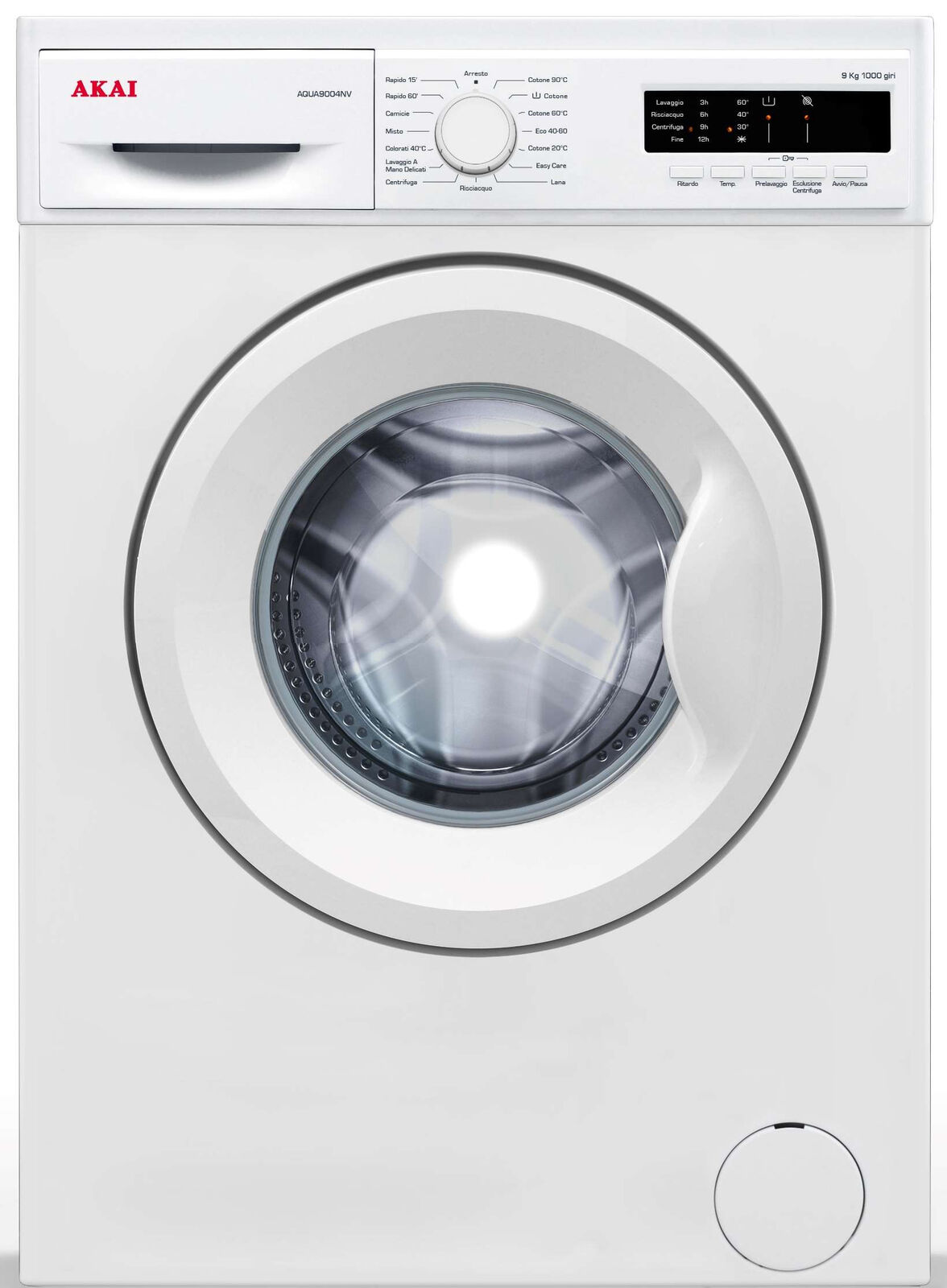 Akai Lavatrice 9Kg Classe D Centrifuga 1000 Giri 58 cm Partenza Ritardata AQUA90