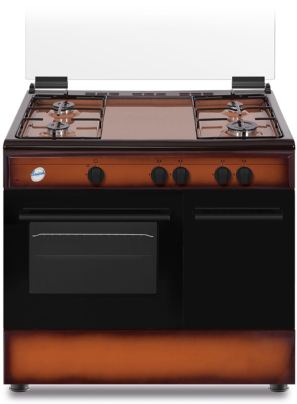 Ducati Cucina a Gas 4 Fuochi Forno a Gas 90x60 cm Marrone Sfumato SD490GB