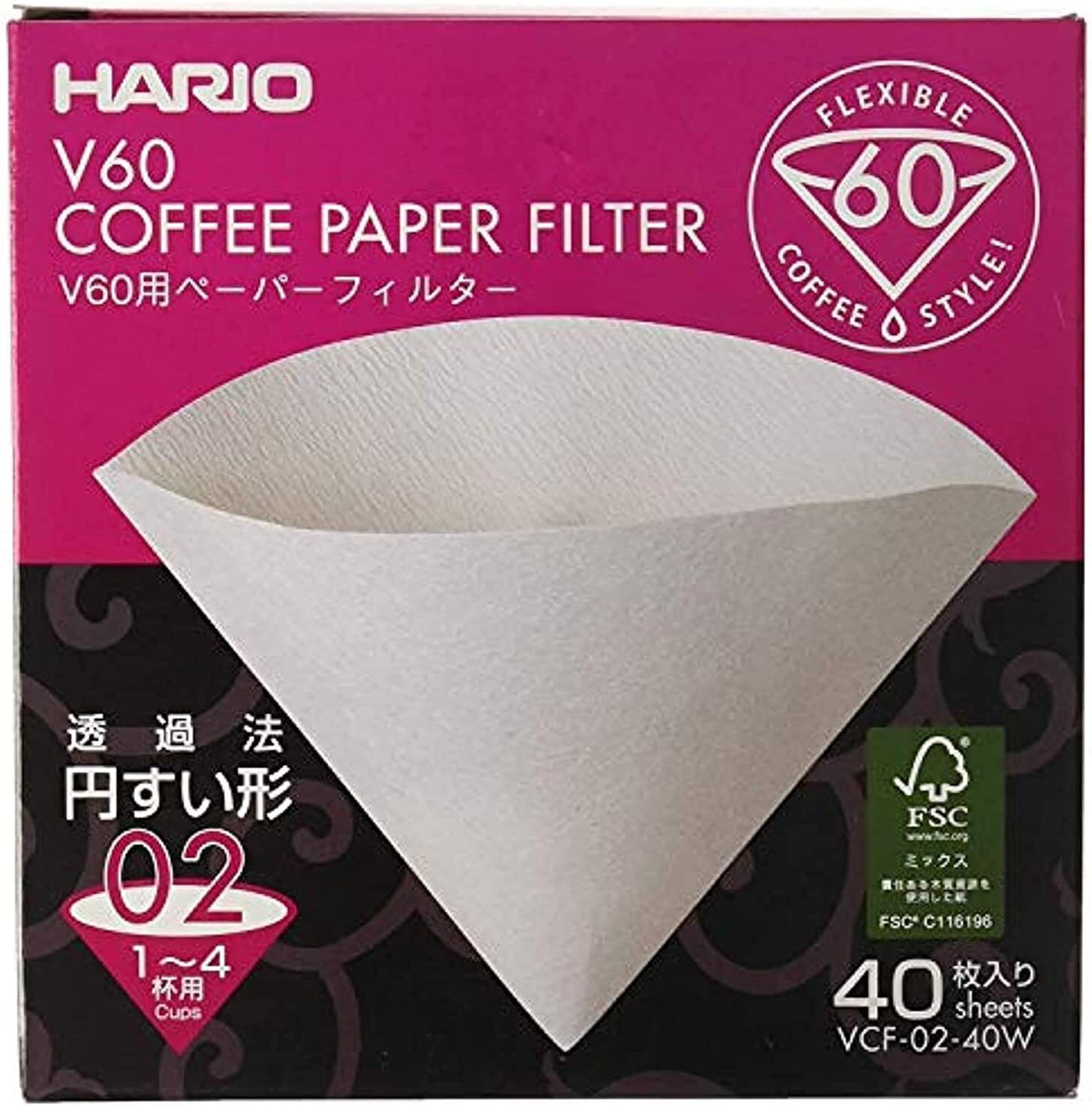 HARIO VCF-02-40W, Ceramica, Bianco, Taglia 02, 40 unità da 1 a 4 tazze