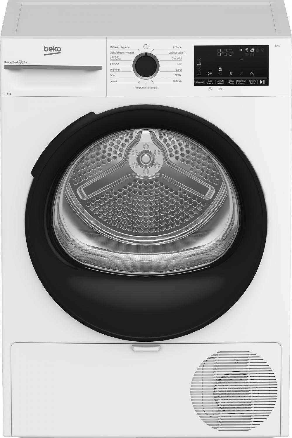 Beko Asciugatrice a Pompa di Calore 8Kg A+++ Inverter 61 cm OptiSense MWBMT481BI