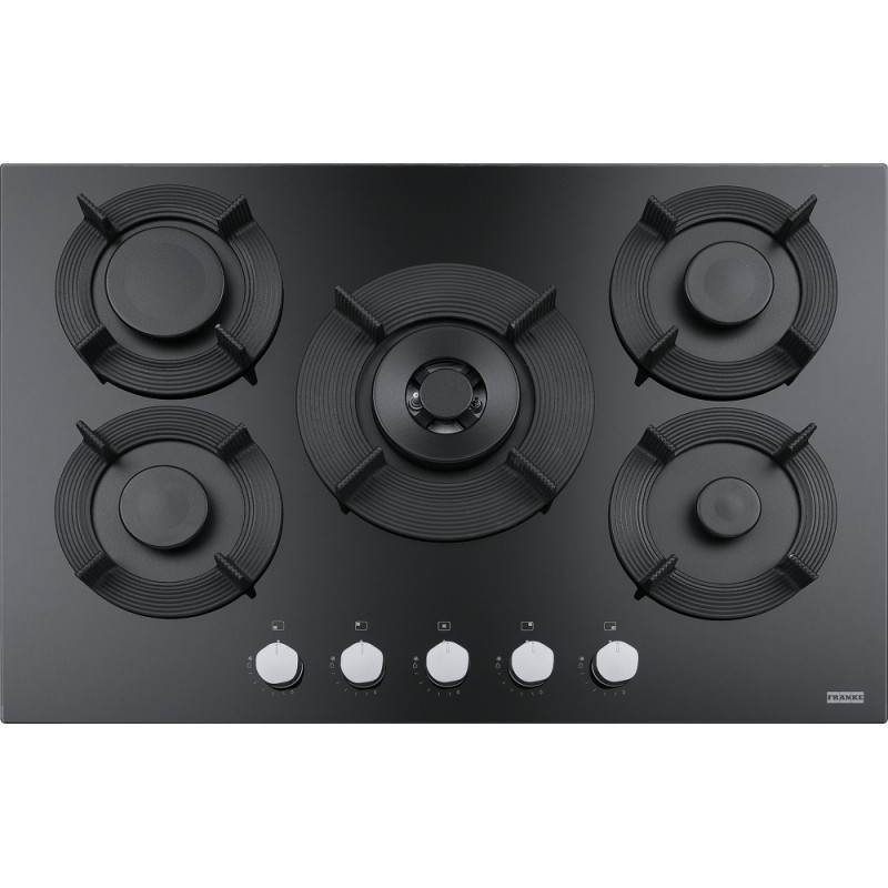 FRANKE FHMF 755 4G DC C BK PIANO COTTURA 75CM 5 FUOCHI A GAS IN CRISTALLO NERO