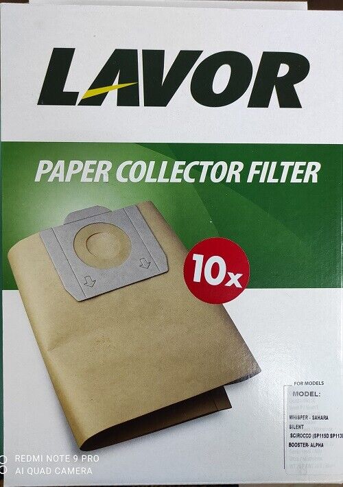 LAVOR 10 FILTRI CARTA PER ASPIRATORE LAVOR WHISPER SILENT SCIROCCO 5.212.0023