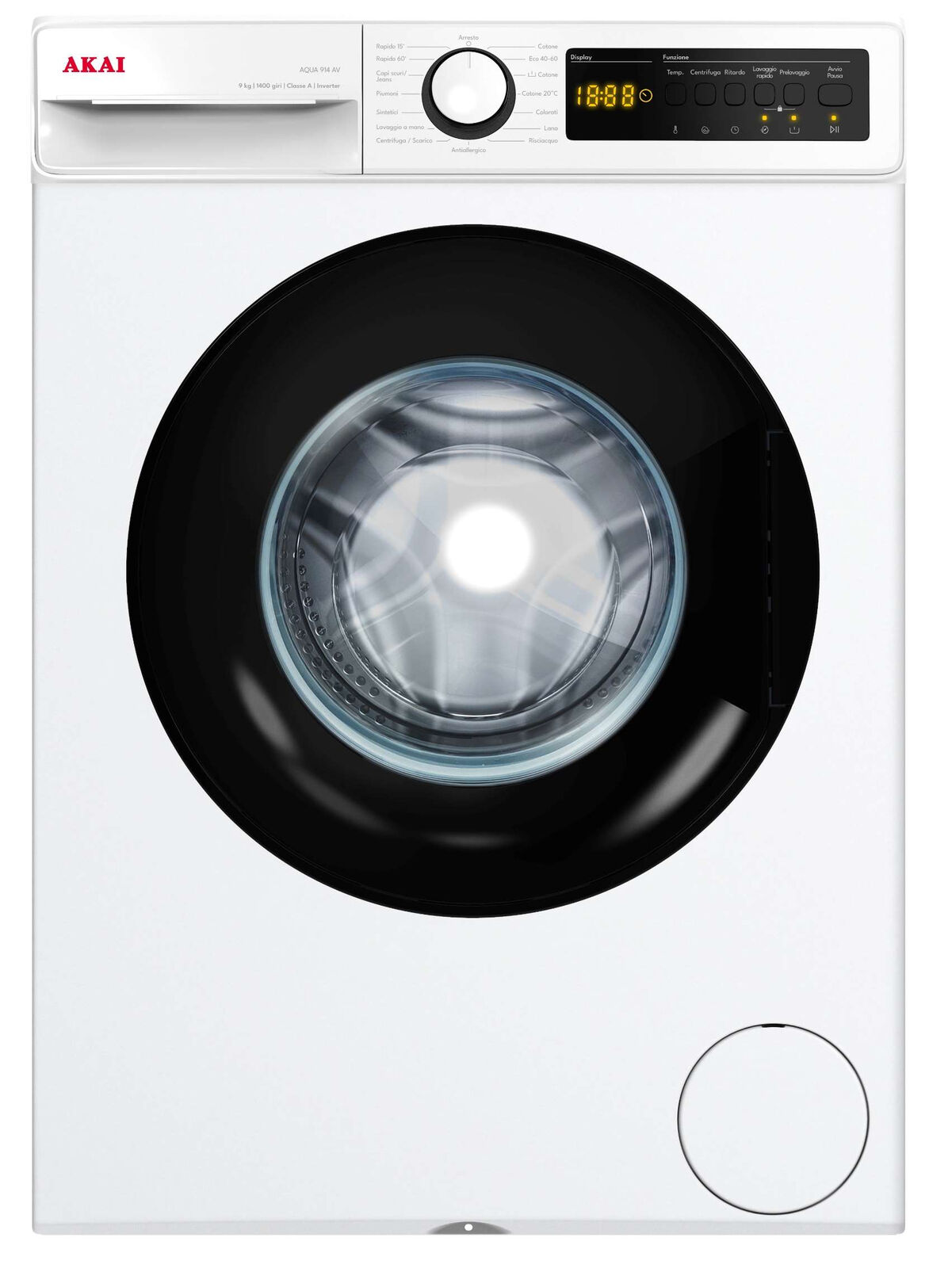 Akai Lavatrice 9Kg Classe A 1400 Giri 58 cm Motore Inverter AQUA914AV/T