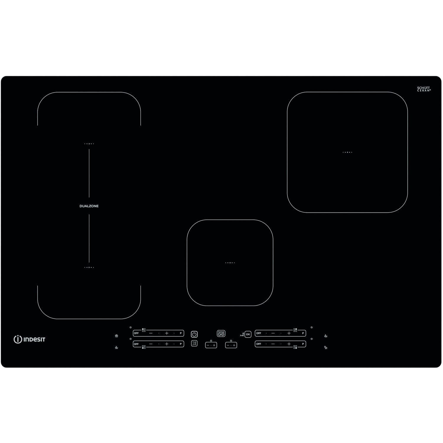 Piano Cottura Induzione 4 Fuochi Elettrico Incasso 77 cm Nero Indesit IB 21B77NE