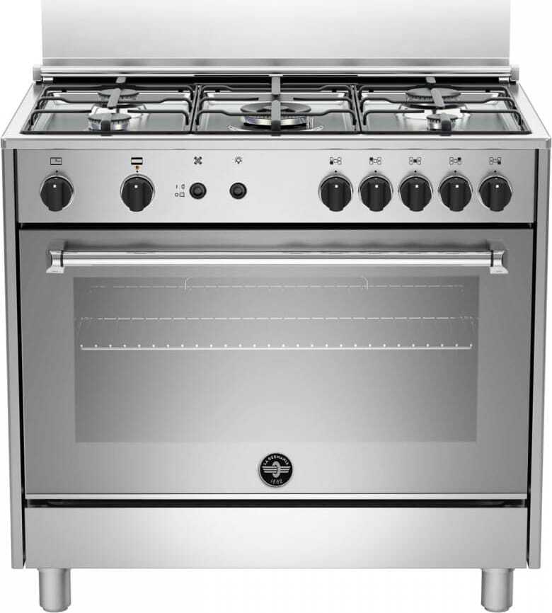 Cucina a Gas 5 Fuochi La Germania Forno a Gas Grill 90x60 cm Inox AMN965GXV
