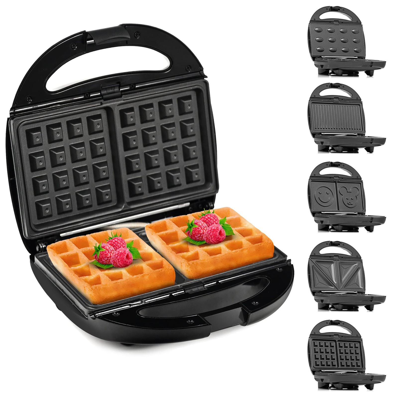 Lehmann Sandwichmaker 5 in 1 con diverse forme | Waffle, grill contatto, (Z2R)