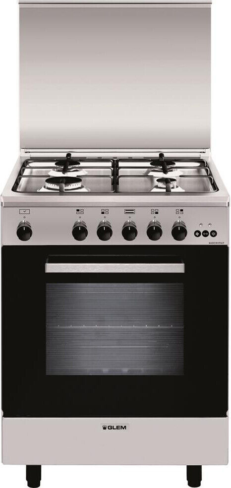 Glem Gas Cucina a Gas 4 Fuochi Forno a Gas Ventilato Grill 60x50 cm - A654VI