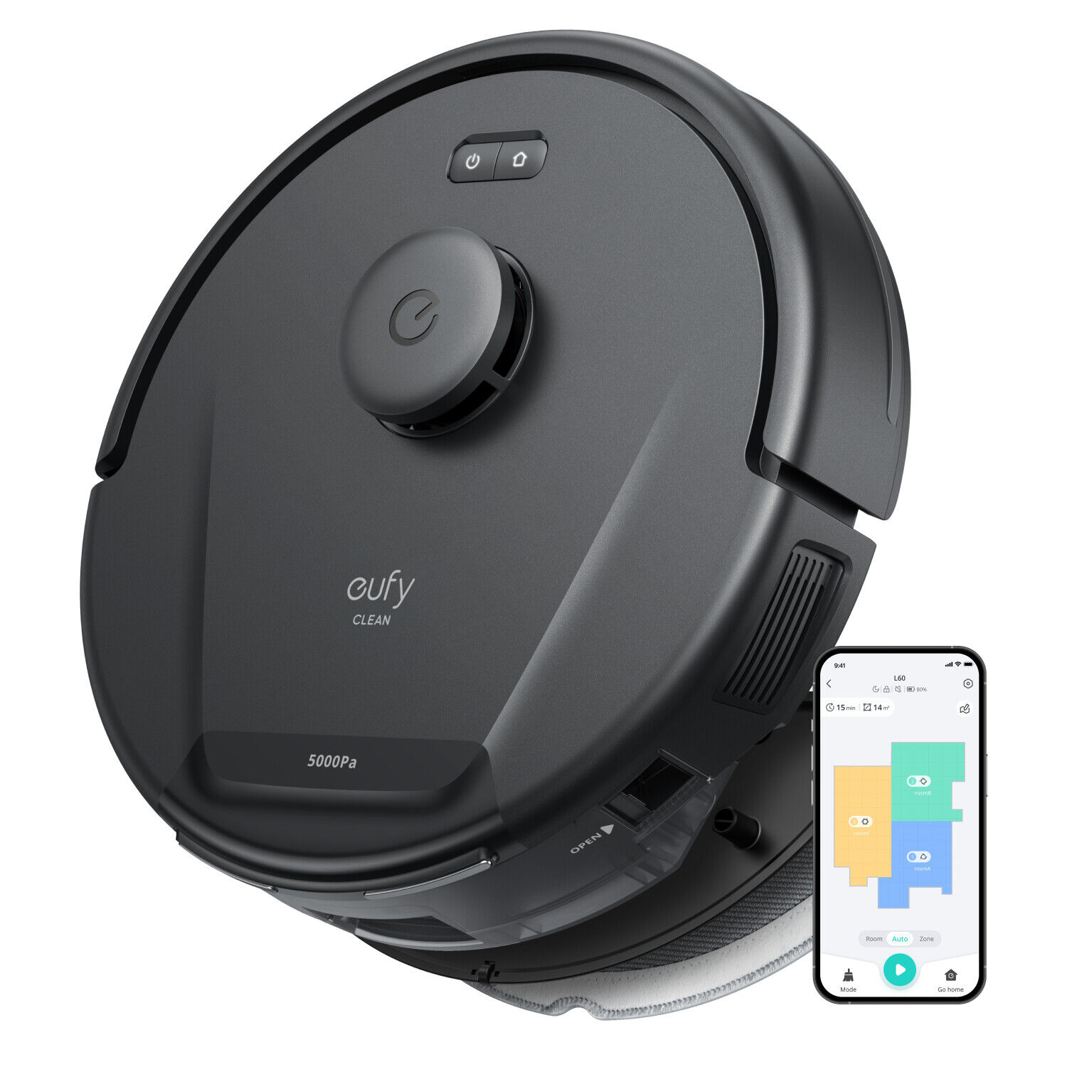 Eufy Clean L60 Hybrid aspirapolvere robot 035 L Senza sacchetto Nero