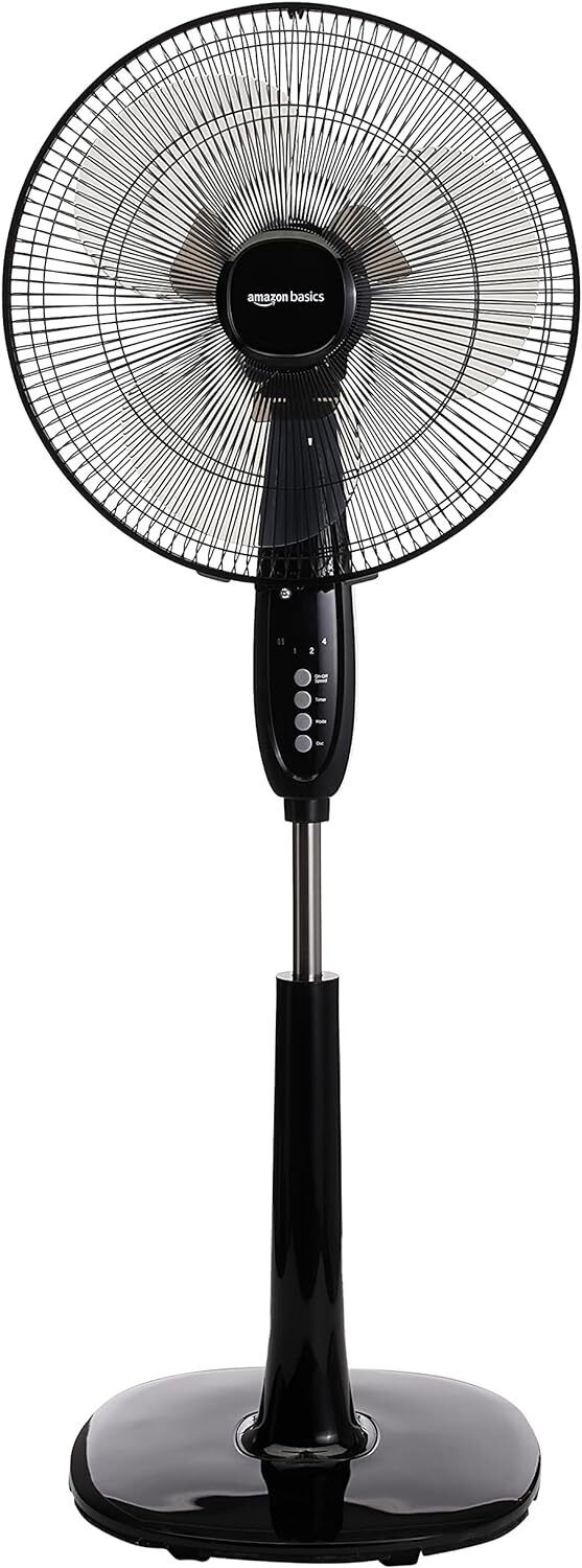 Amazon Basics, ventilatore verticale digitale, oscillante, con due set Nero