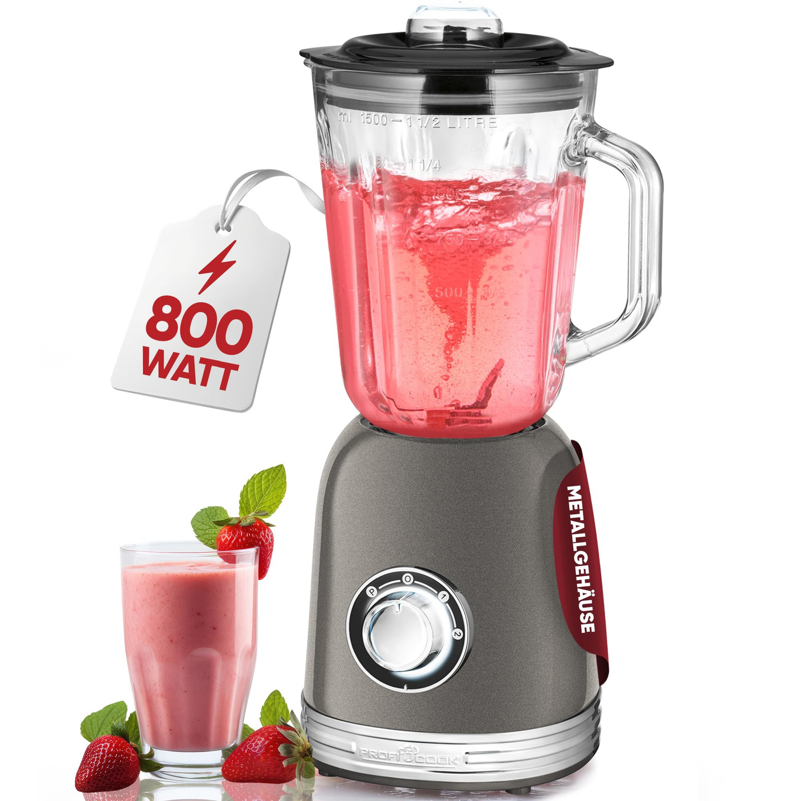 ProfiCook PC-UM 1195 - Frullatore universale, potente 800 Watt, motore (e3D)
