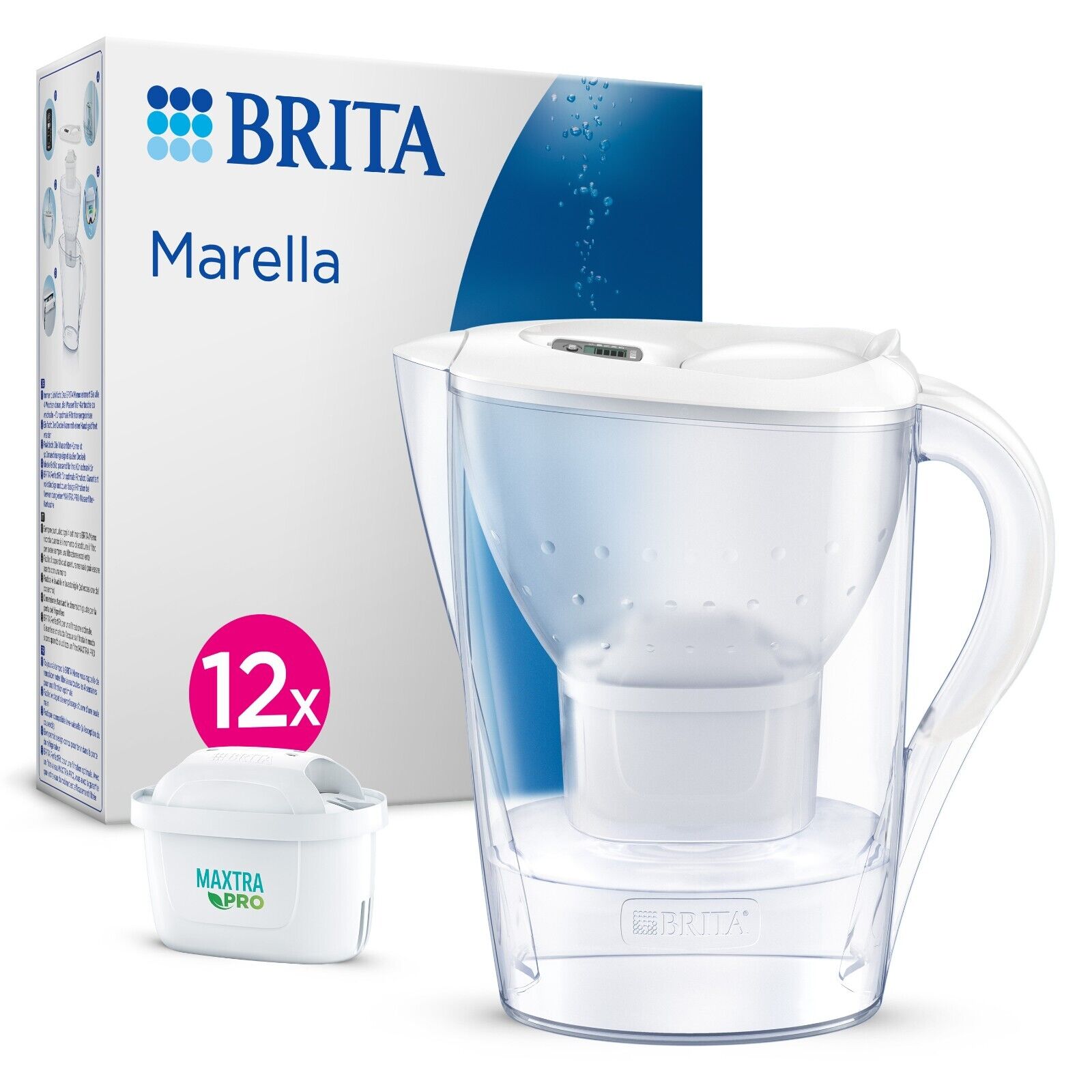 BRITA Caraffa filtrante acqua Marella (2.4L) incl. 12 x BRITA filtri MAXTRA PRO